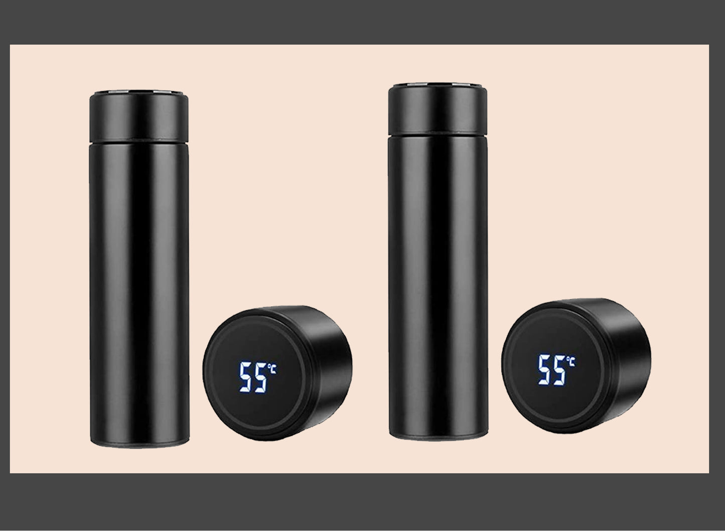 500ml black temperature bottle laser engraved corporate smart gift GiliGily.