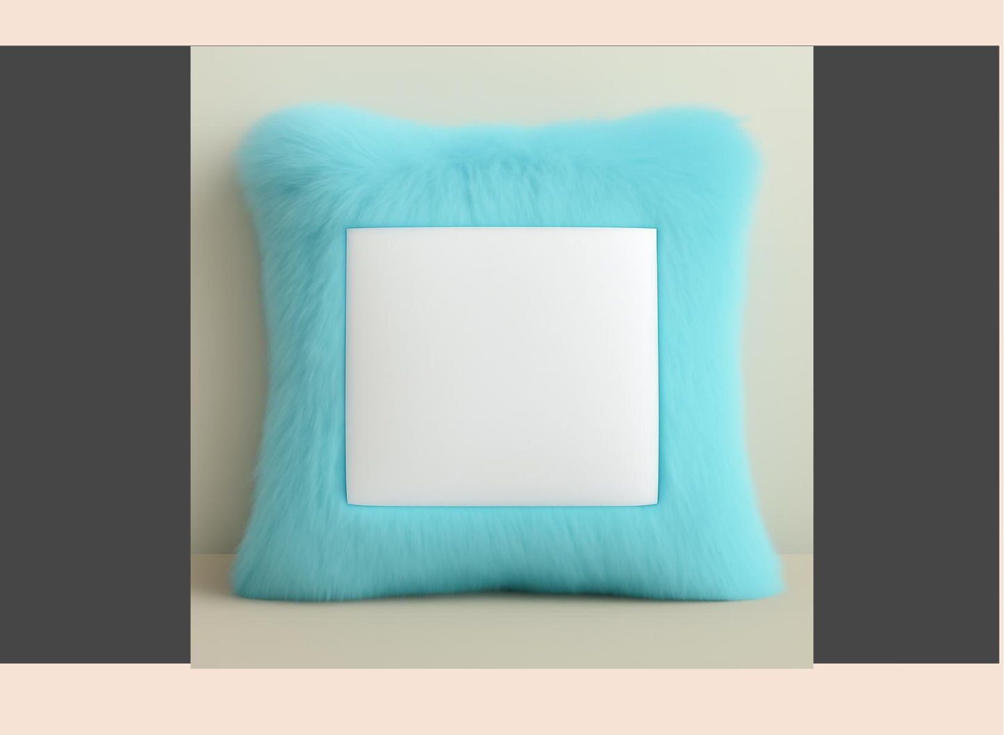 Turquoise pillow with a white center on a neutral background