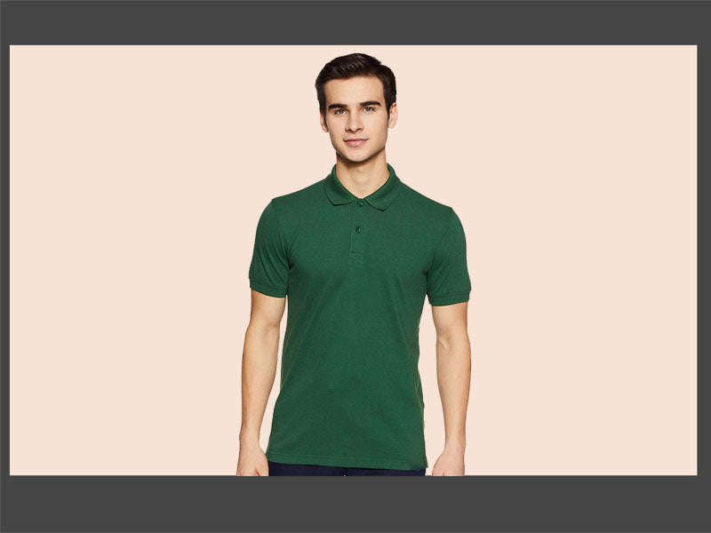 Bottle Green Blended Cotton Collar T-Shirt – Solid & Customizable | Unisex Polo | GiliGily