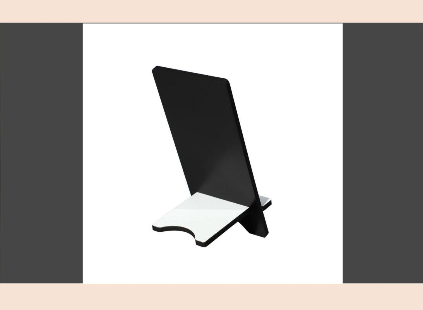 Black phone stand on a white background