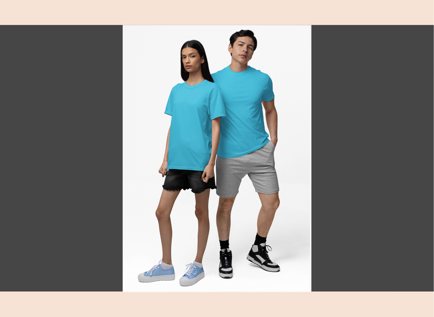 Sky Blue Cotton Round Neck T-Shirt – Solid & Customizable | GiliGily