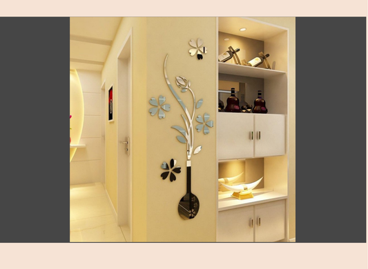 Decorative wall sticker with floral design on a wall in a room.