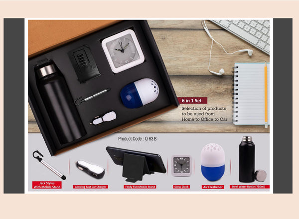 6-in-1 Gift Set with Stylus, Charger, Clock, Stand, Air Freshener & Bottle