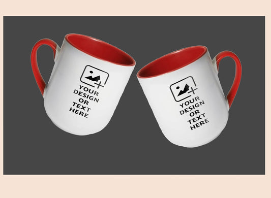 Red Oval-shaped 9oz mug with custom photo or text – Unique style mug by GiliGily