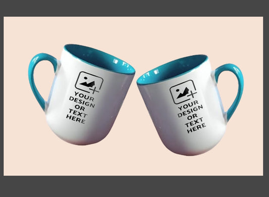 Sky Blue Oval-shaped 9oz mug with custom photo or text – Unique style mug by GiliGily
