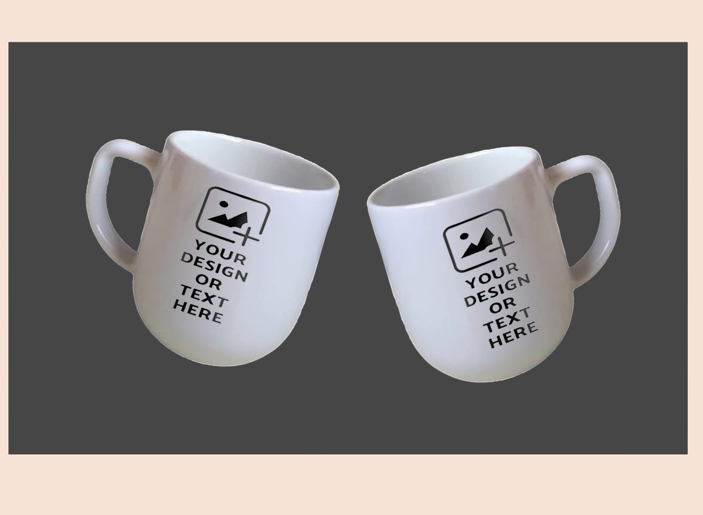 White Oval-shaped 9oz mug with custom photo or text – Unique style mug by GiliGily