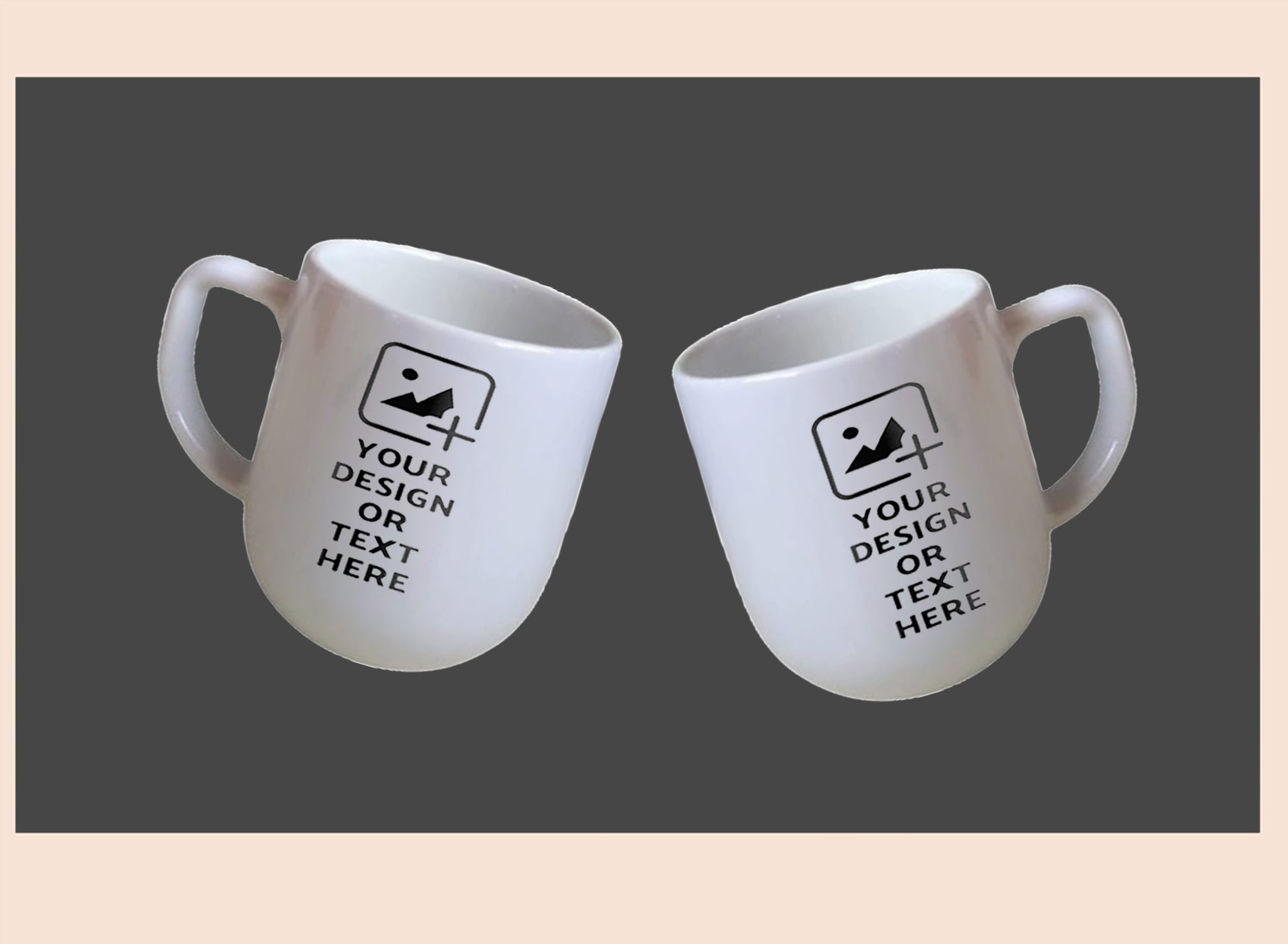 White Oval-shaped 9oz mug with custom photo or text – Unique style mug by GiliGily