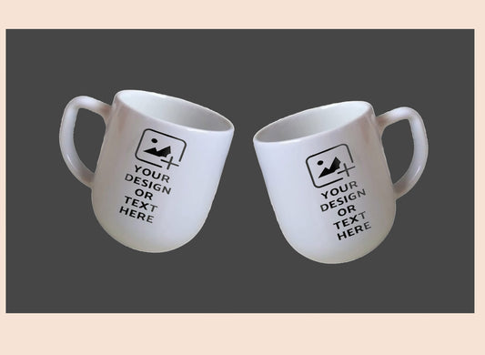 White Oval-shaped 9oz mug with custom photo or text – Unique style mug by GiliGily
