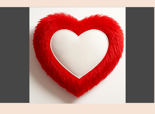Custom-red-heart-fur-cushion-shiny-finish-giligily