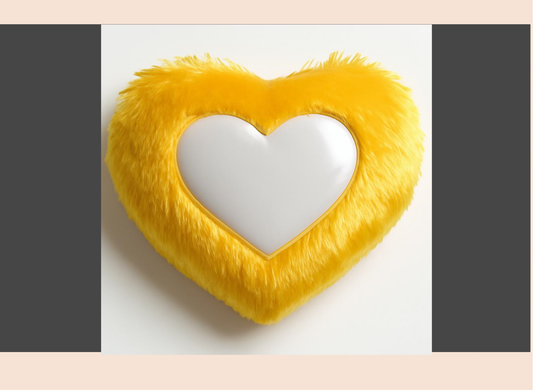 Yellow heart-shaped pillow on a white background