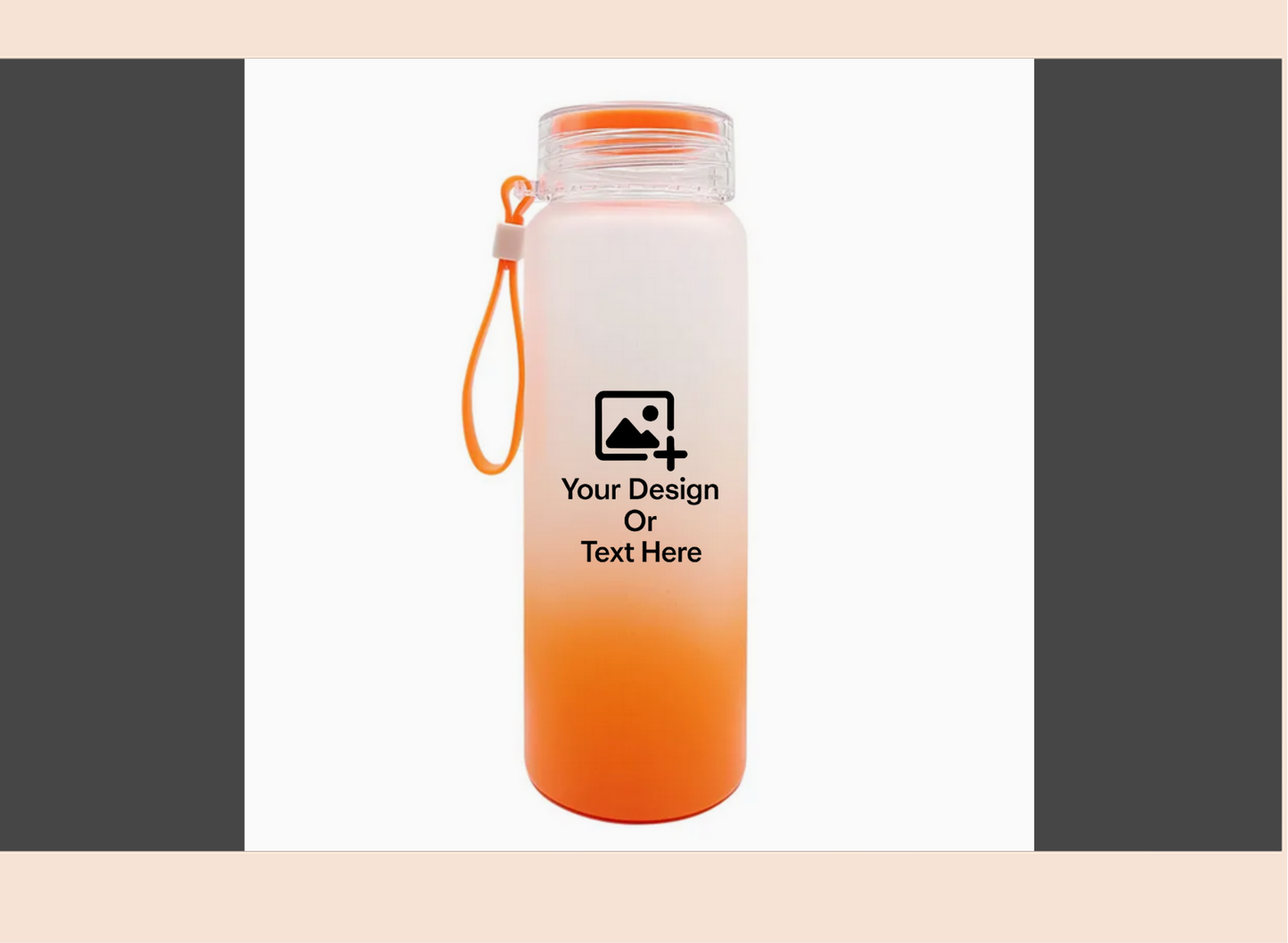 Personalized water bottle with gradient design and customizable text on a plain background