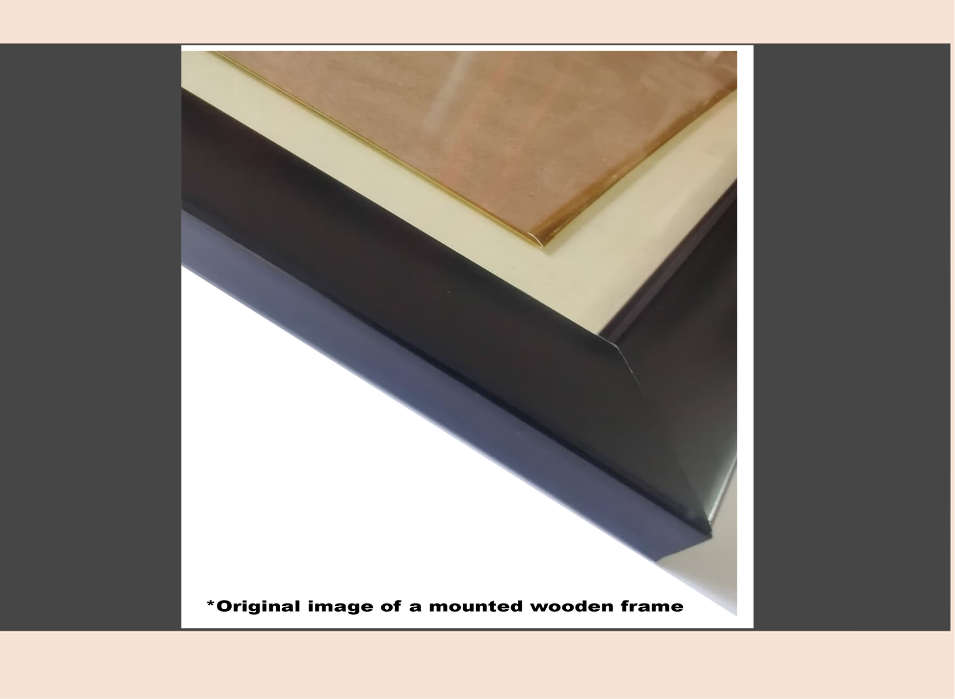 Wooden frame with a black border on a white background