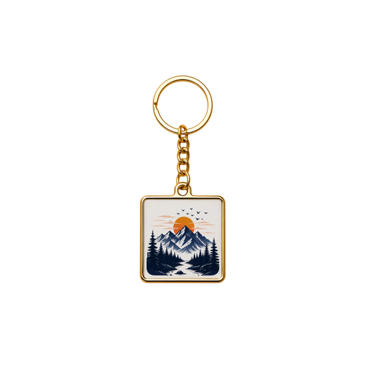 Plastic Metal Double Side Keychain