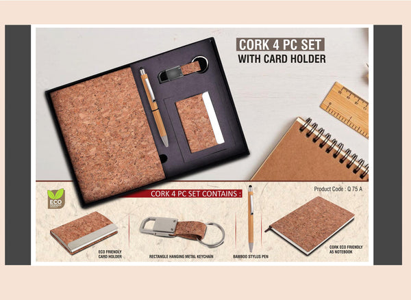 Cork 4-Piece Gift Set with Card Holder & Eco-Friendly Pen