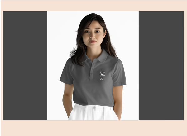 Dark Grey Blended Cotton Collar T-Shirt – Solid & Customizable | Unisex Polo | GiliGily