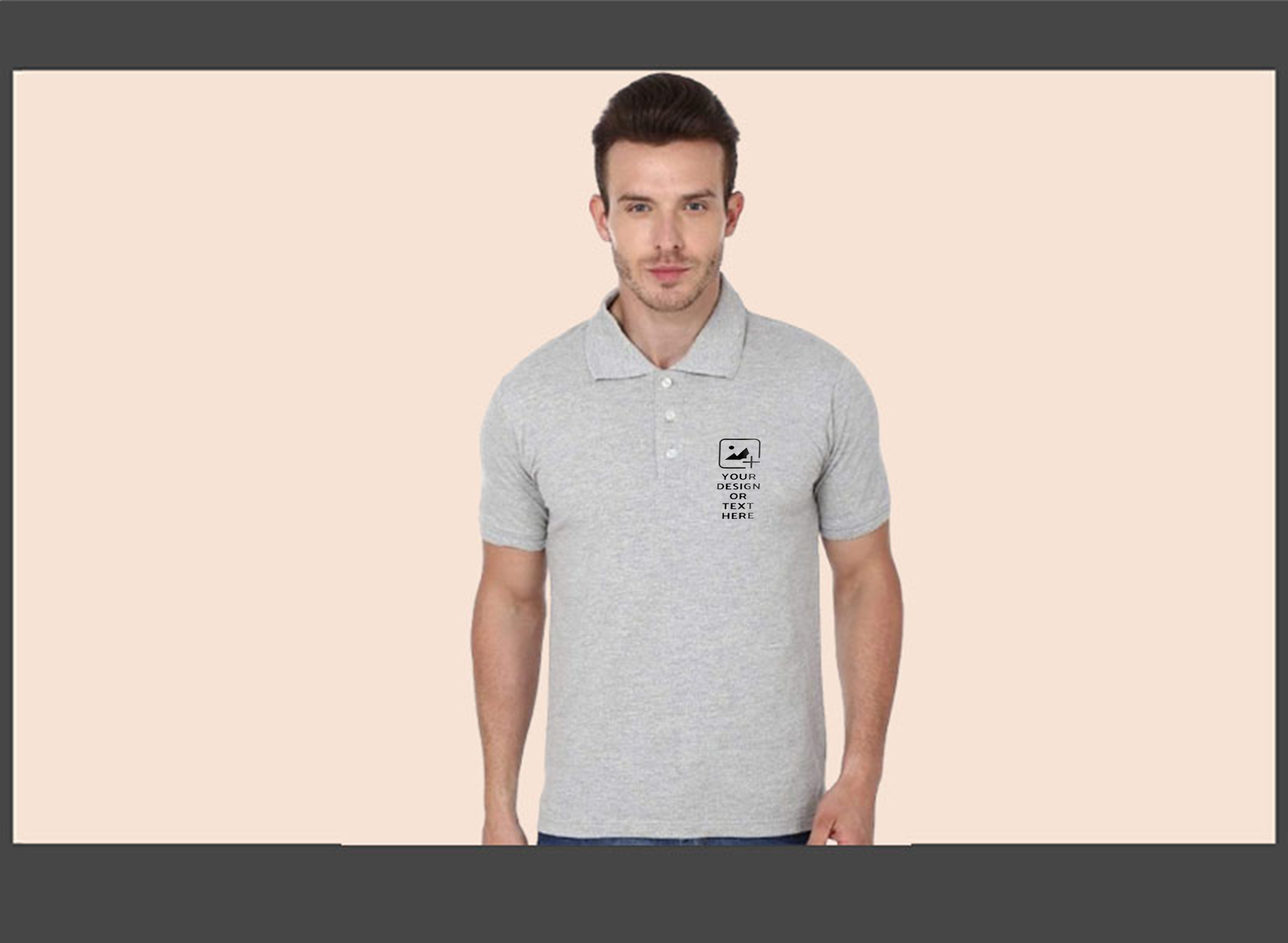 Personalized Grey Cotton Polo T-Shirt – Premium 220 GSM Honeycomb, Custom Printed Logos for Team & Corporate Use – GiliGily.