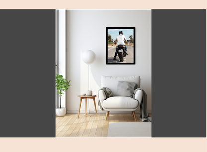 Sofa with 'GIGILY' pillows, framed picture of a child on the wall, and decorative plants.