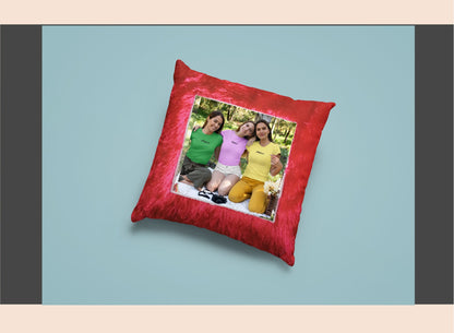 Personalized Red Fur Cushion – 14 Inch