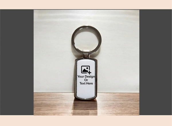 Rectangular Metal Keychain With Stylish Edges - Front Side Customizable | Giligily