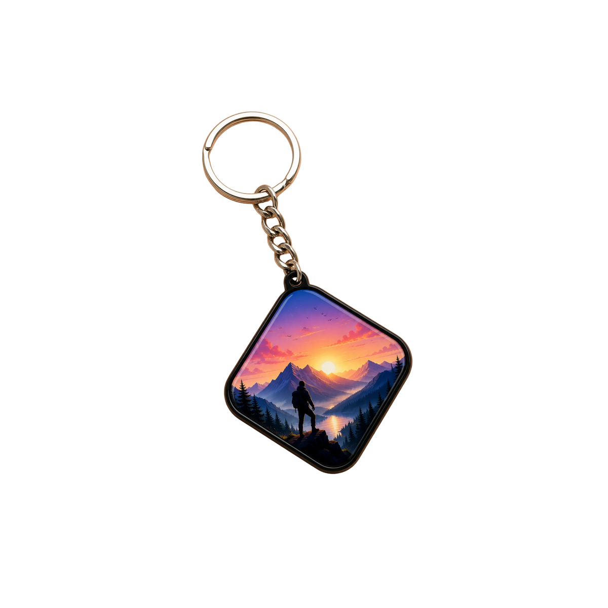 Plastic Metal Keychain Black