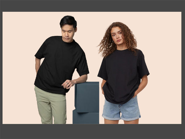 Black Drop Shoulder T-Shirt – Solid & Customizable | GiliGily
