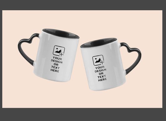 Black Heart handle mug with personalized message – Romantic gift by GiliGily