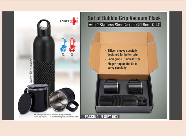 Bubble Grip Flask + 2 SS Cups Gift Box