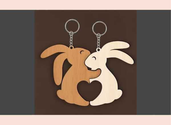 Bunny – Wooden Keychain – 3×3 Inch