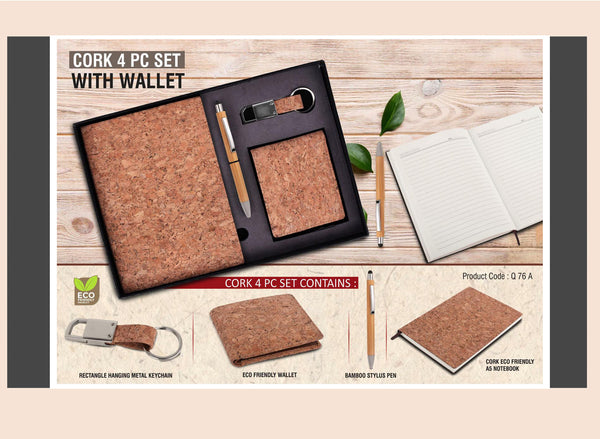 Cork 4-Piece Gift Set with Wallet & Bamboo Stylus Pen