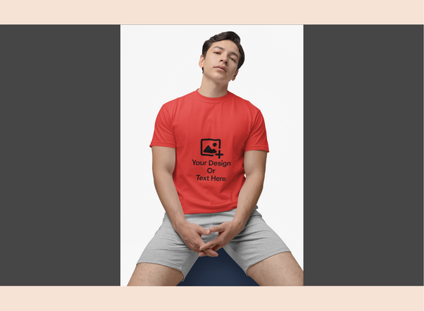 Red Micro Poly Round Neck T-Shirt – Solid & Customizable | GiliGily