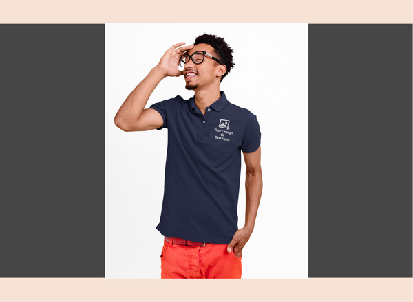 Navy Blue Blended Cotton Collar T-Shirt – Solid & Customizable | Unisex Polo | GiliGily