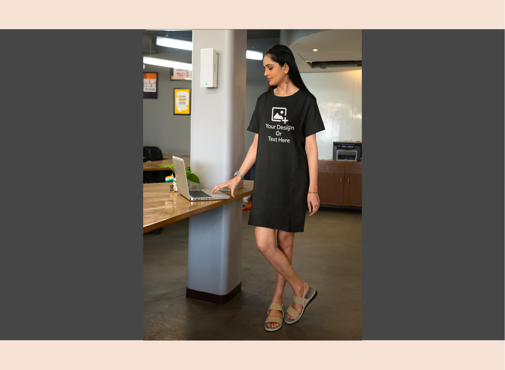 custom-tshirt-dress-black-woman-front