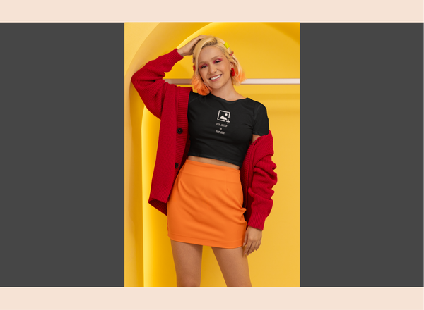 Black Cotton Crop Top - Casual & Comfort | Custom Print Ready | GiliGily