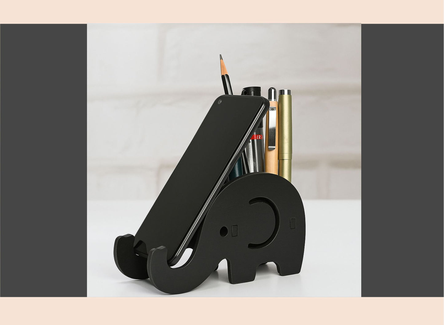 elephant-shaped-black-pen-mobile-holder