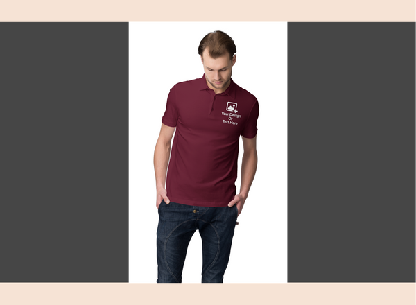 Maroon Cotton Collar T-Shirt – Solid & Customizable | Unisex Polo | GiliGily