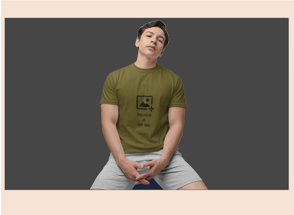 Military Green Cotton Round Neck T-Shirt – Solid & Customizable | GiliGily