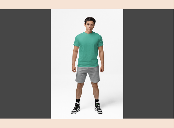 Mint Green Cotton Round Neck T-Shirt – Solid & Customizable | GiliGily