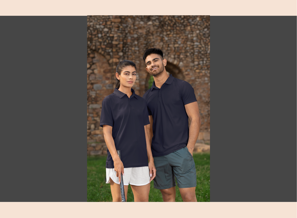 Navy Blue Polyester Collar T-Shirt - Executive Performance Polo | Premium Quality | GiliGily