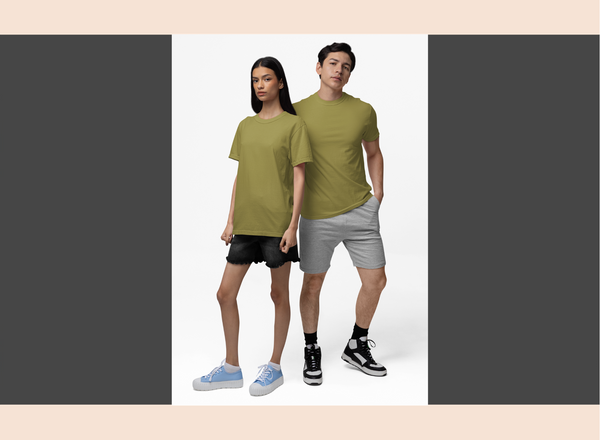 Olive Green Cotton Round Neck T-Shirt – Solid & Customizable | GiliGily
