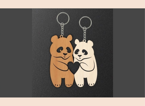 Panda – Wooden Keychain– 3×3 Inch