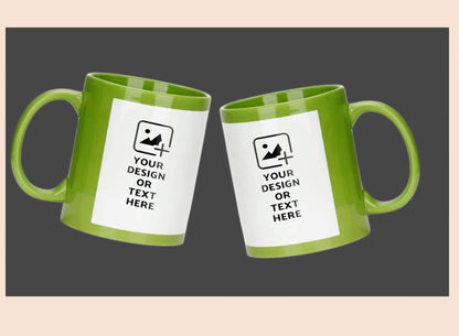 Patch design printed mug with personalization – Stylish gifting green mug by GiliGily.