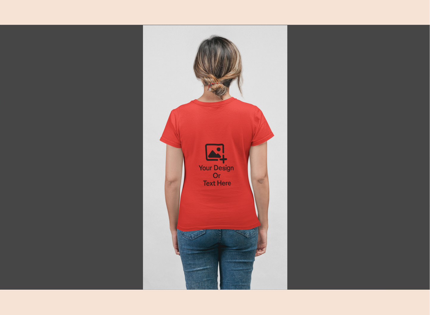 Red t-shirt with customizable design on a plain background