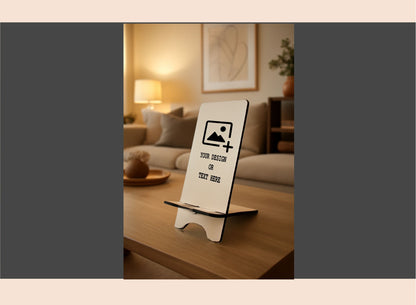 Phone stand on a table in a living room setting