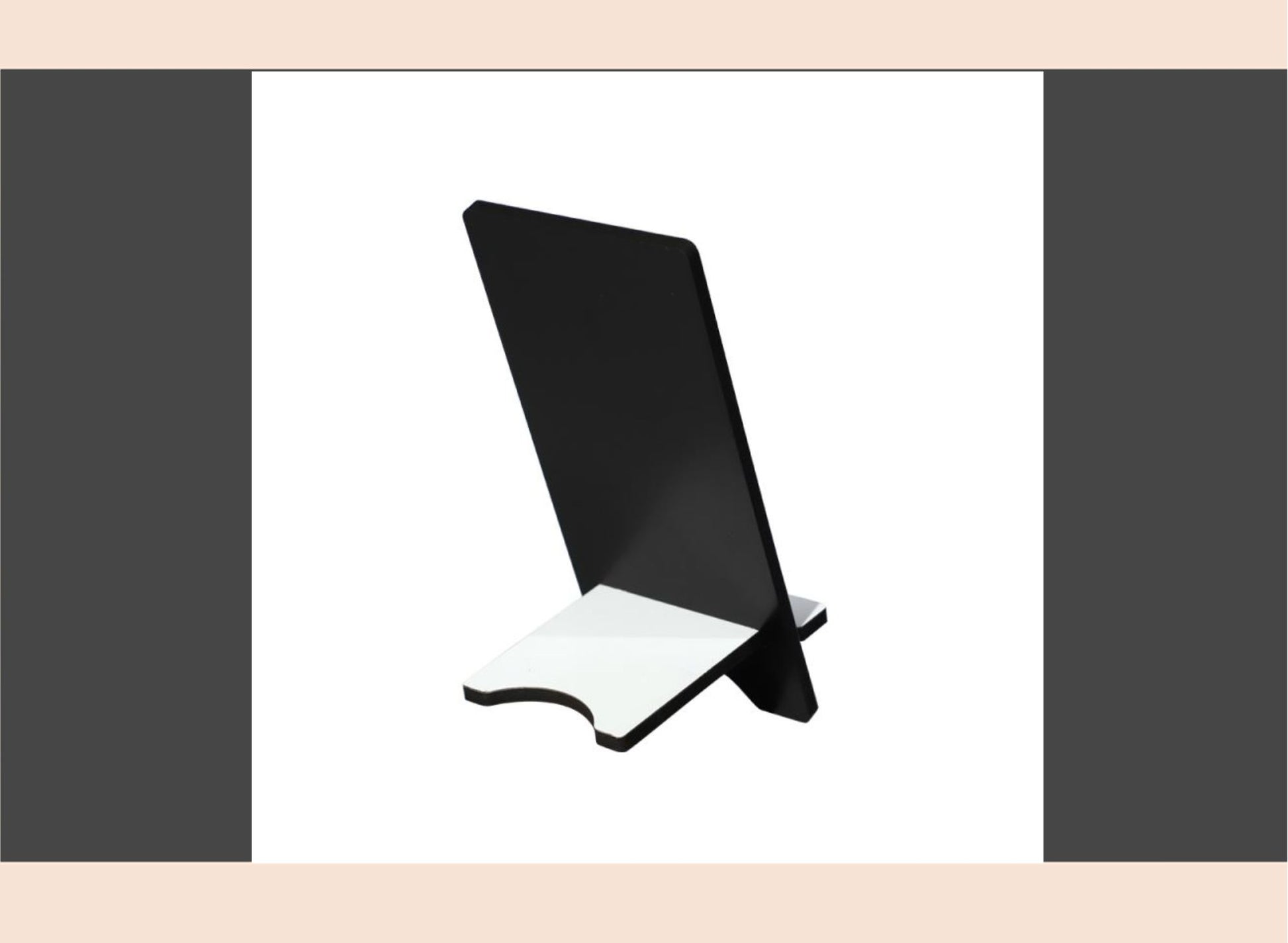Black phone stand on a white background