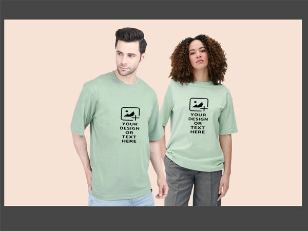 Sage Green Drop Shoulder T-Shirt – Solid & Customizable | GiliGily