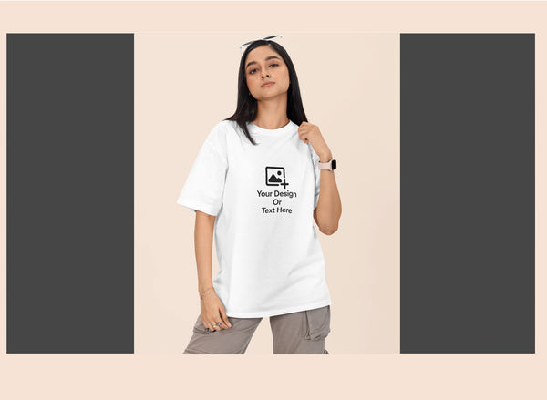White Drop Shoulder T-Shirt – Solid & Customizable | GiliGily
