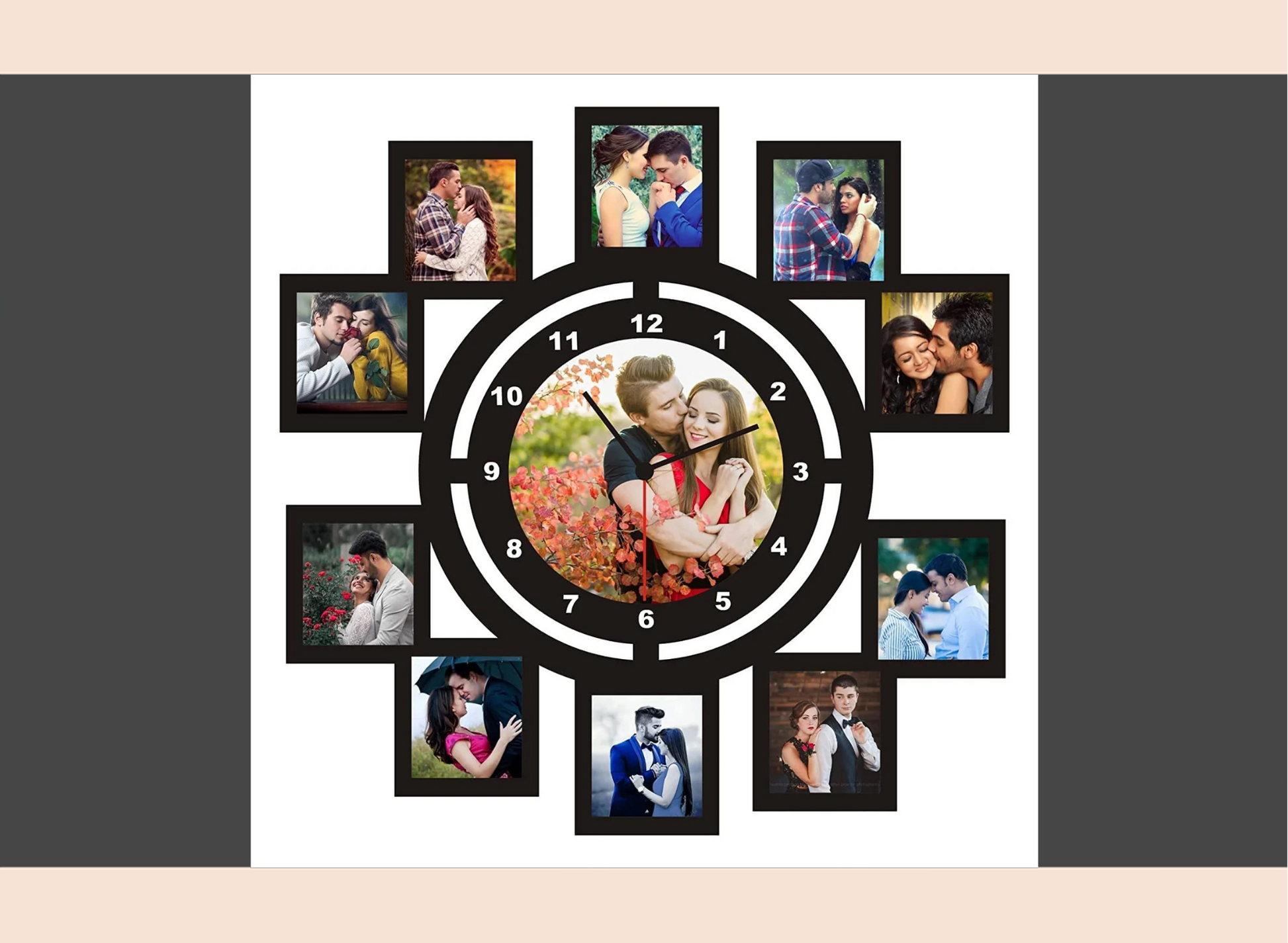 personalized-couple-photo-frame-wooden-wall-clock-001