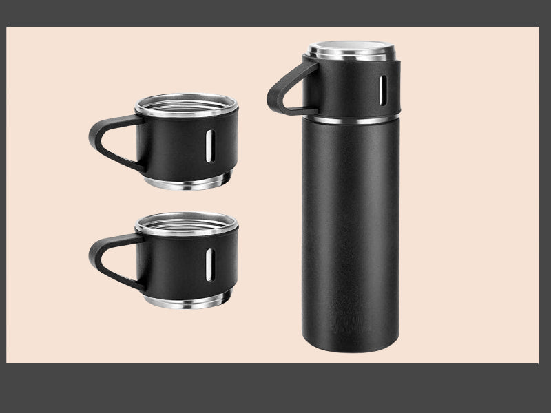 premium stainless steel vacuum flask gift set with 2 cups corporate gifting GiliGily.