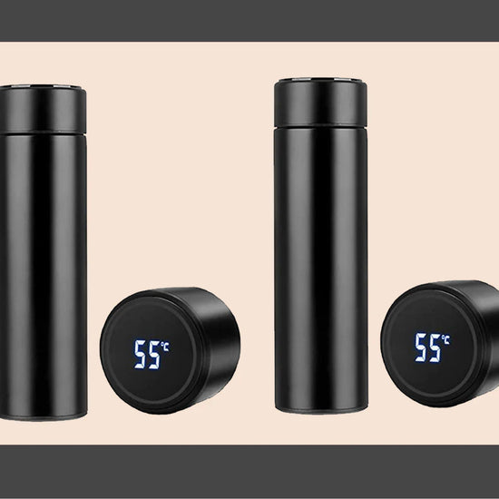 Video of 500 ml smart thermal bottle with digital temp display, laser-engraved name/logo by GiliGily.