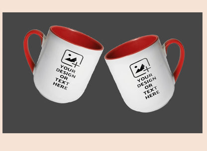 Red Oval-shaped 9oz mug with custom photo or text – Unique style mug by GiliGily